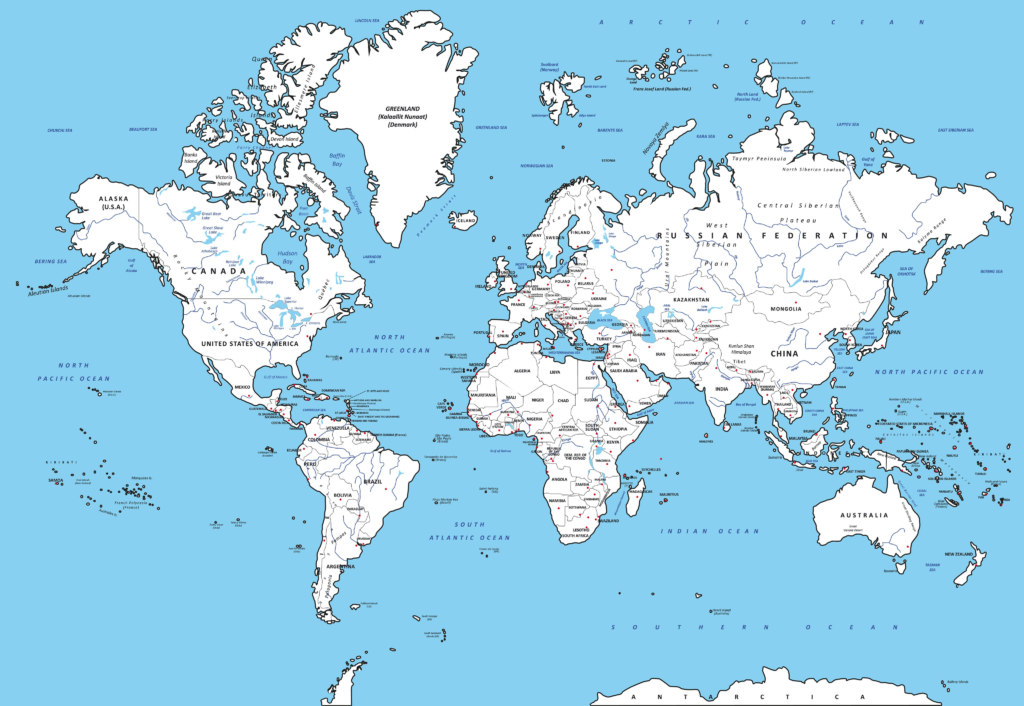 World Map of biggest rivers